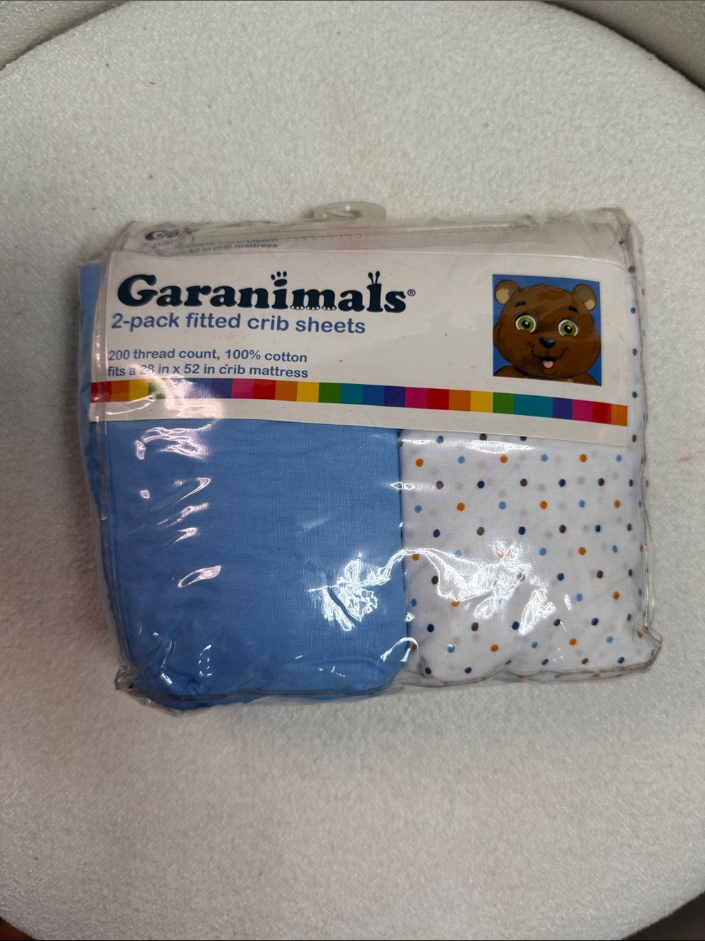 Garanimals Blue and White Polka Dot 2-Pack Fitted Crib Sheets